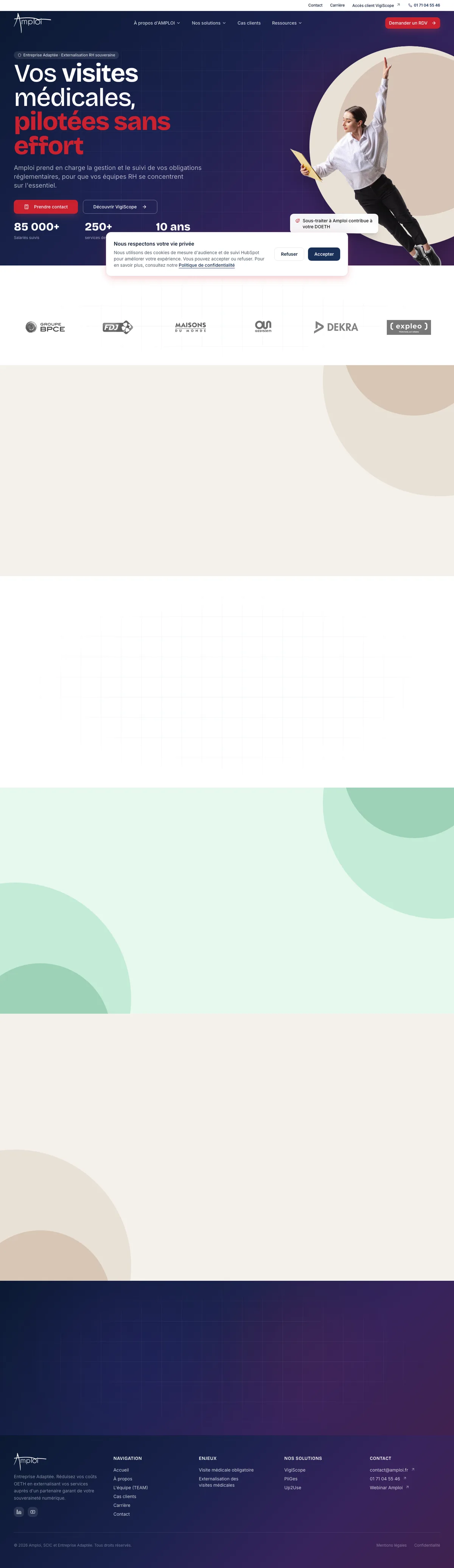 Page d'accueil complète du site Amploi.