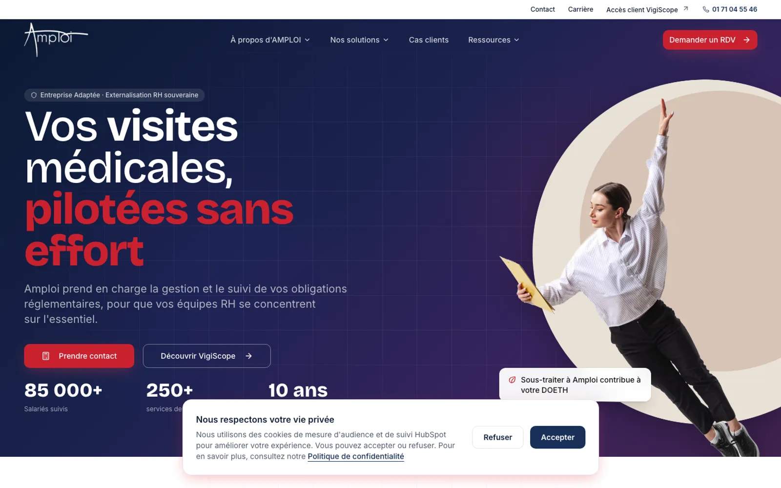 Premier écran du site Amploi.