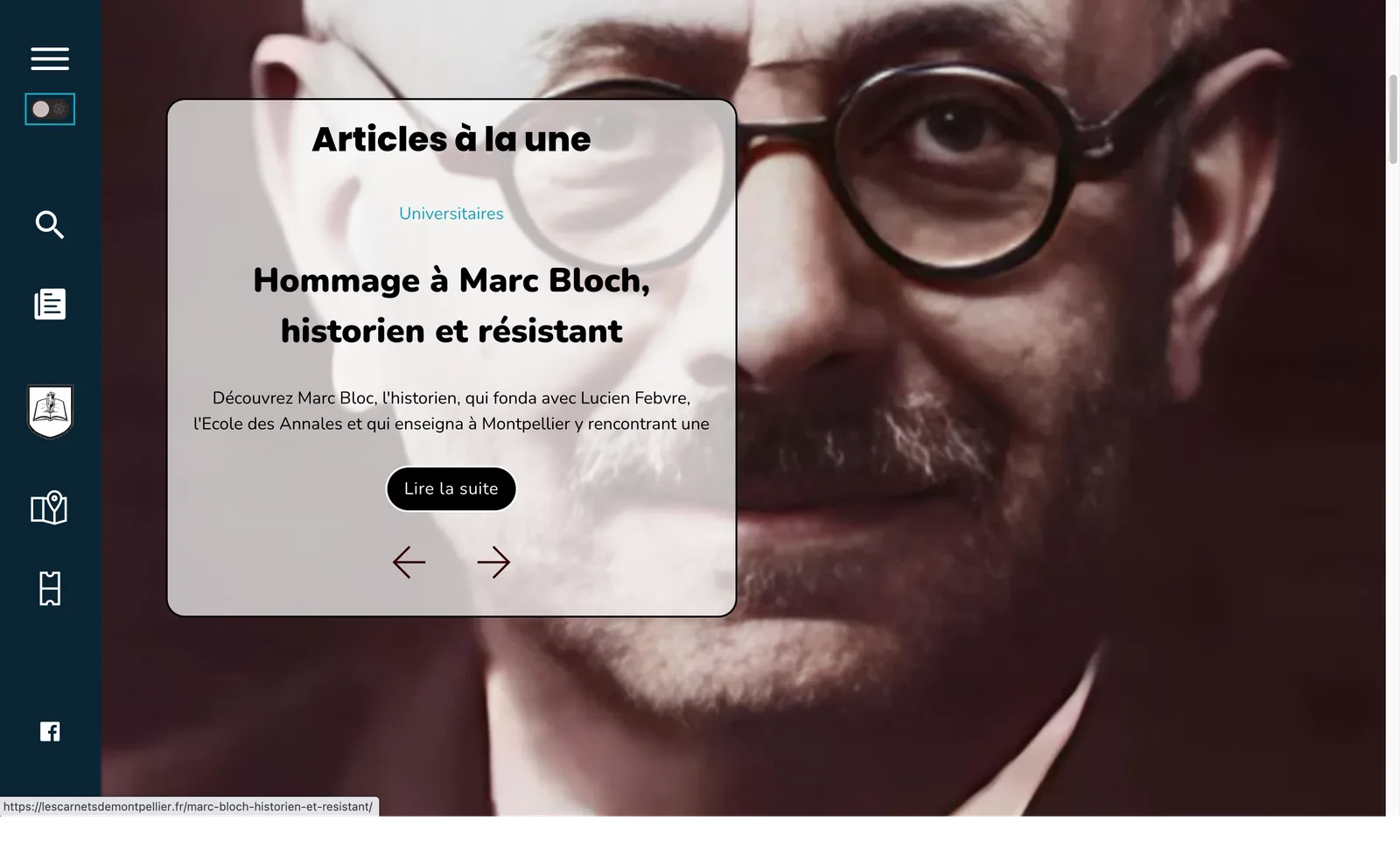 Liste des articles en mode sombre.